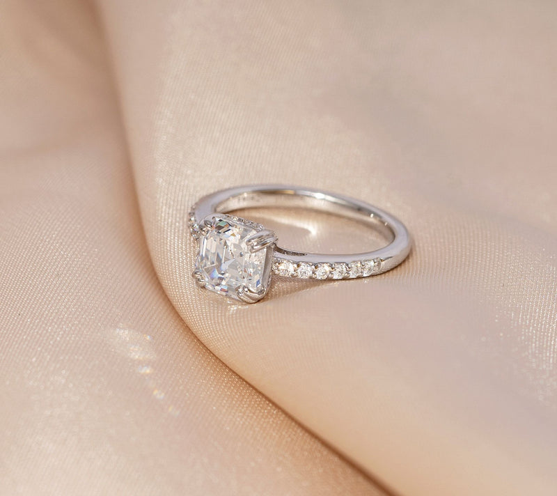 Diamonique 2.60 cttw Asscher Cut Ring, Plat inum Clad — View 2