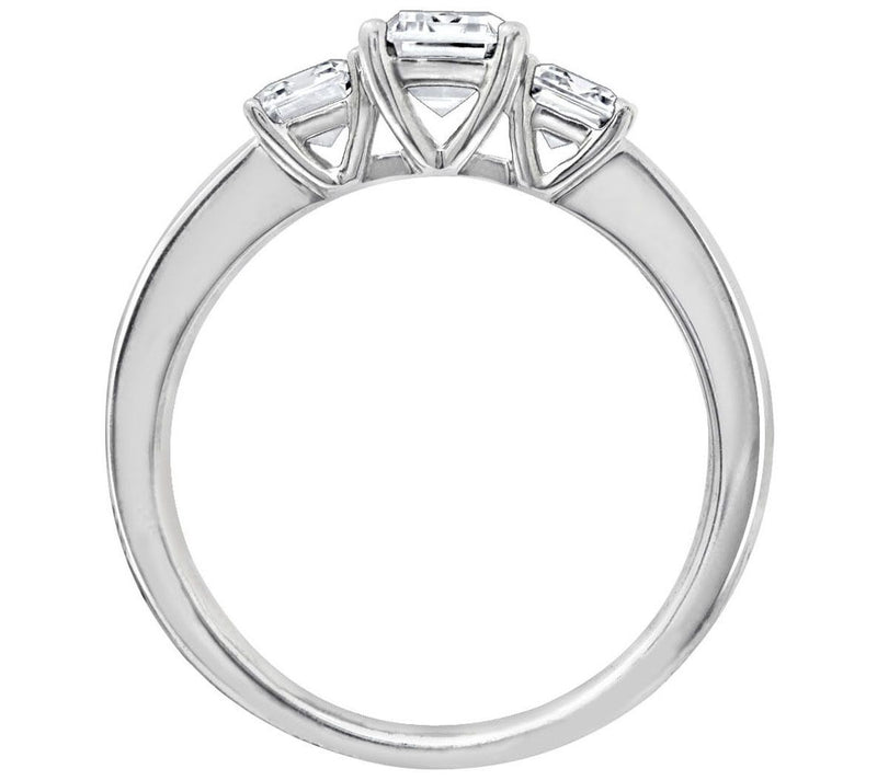 Diamonique 3.40 cttw 3 Stone Ring, Platinum Clad — View 2