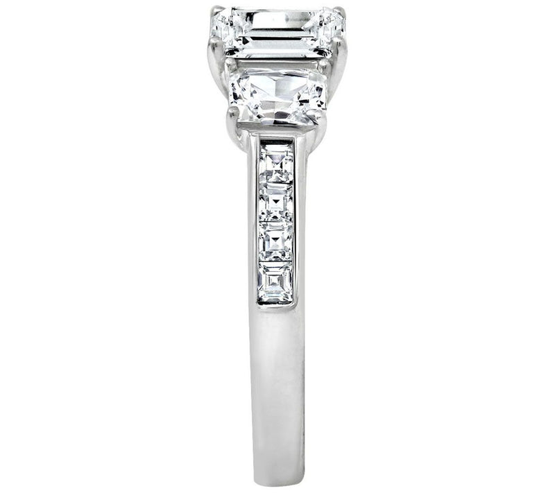 Diamonique 3.40 cttw 3 Stone Ring, Platinum Clad — View 3