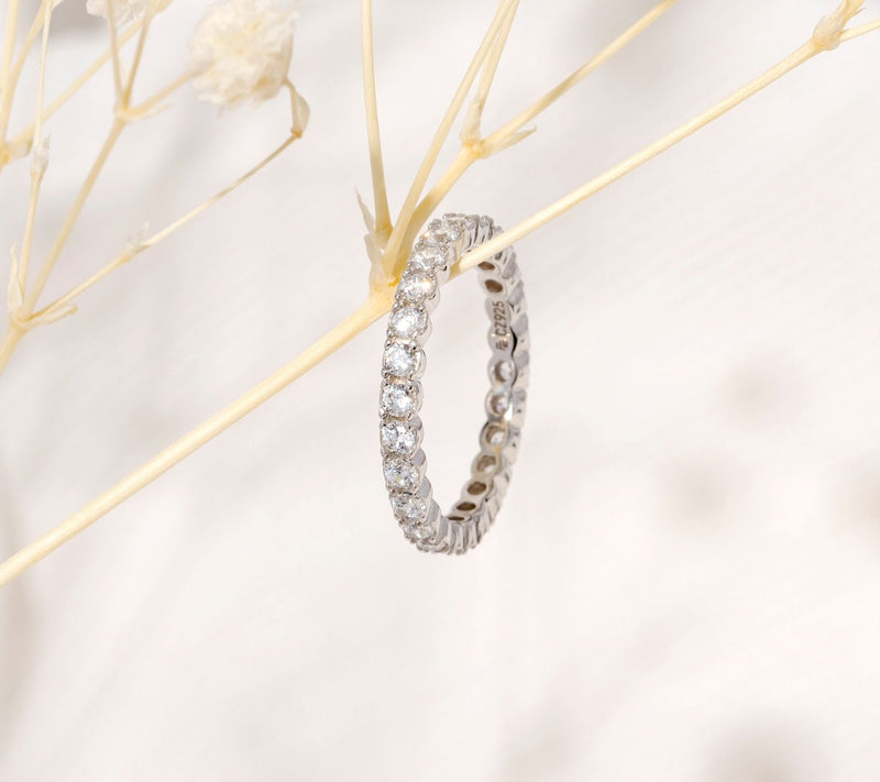 Diamonique 4/10 cttw Eternity Band Ring, Platinum Clad — View 6