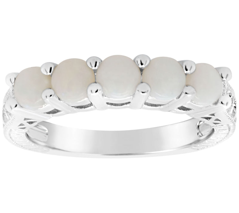 Sterling 5-Stone Round Birthstone Band Ring — View 3