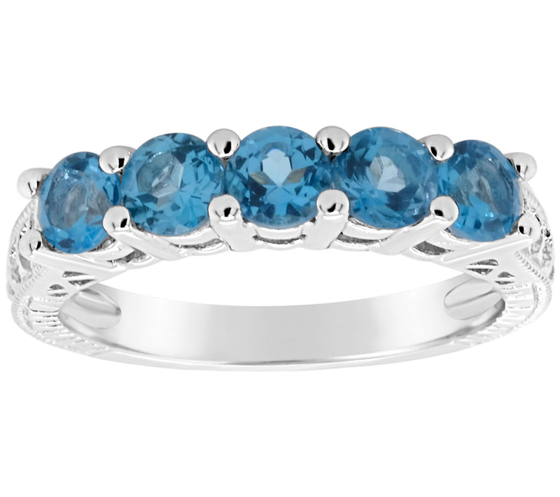 Sterling 5-Stone Round Birthstone Band Ring — View 7