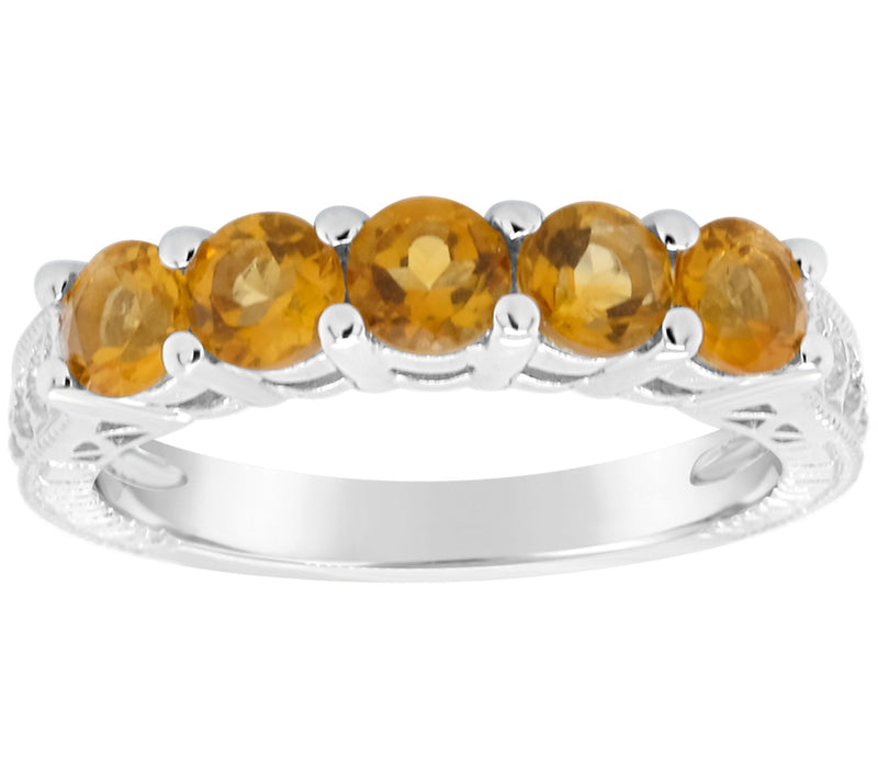 Sterling 5-Stone Round Birthstone Band Ring — View 5
