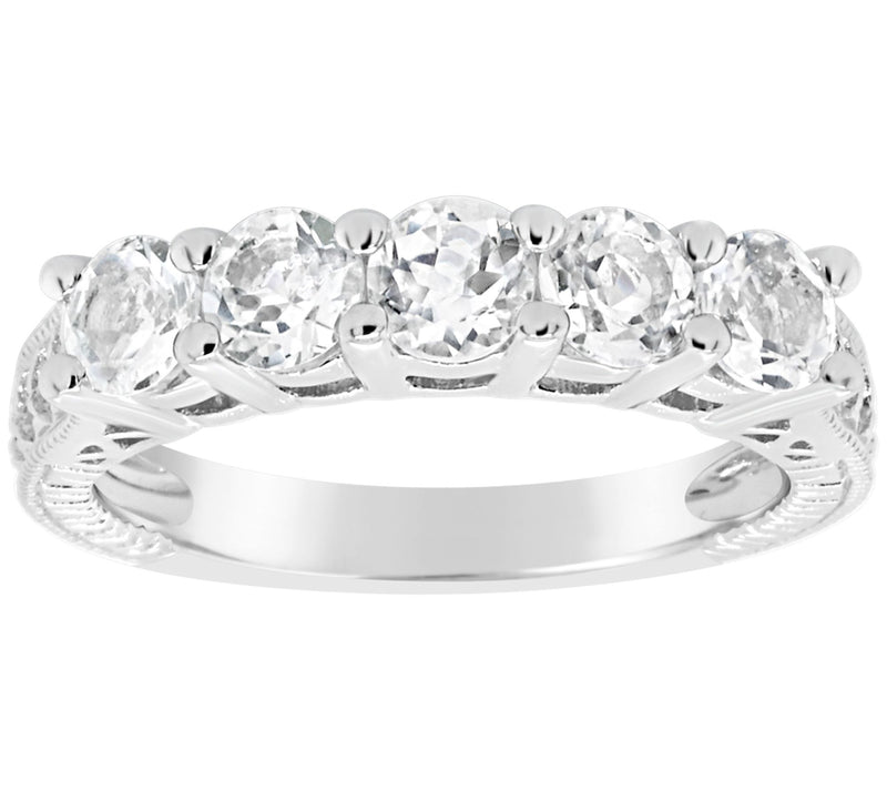 Sterling 5-Stone Round Birthstone Band Ring — View 25