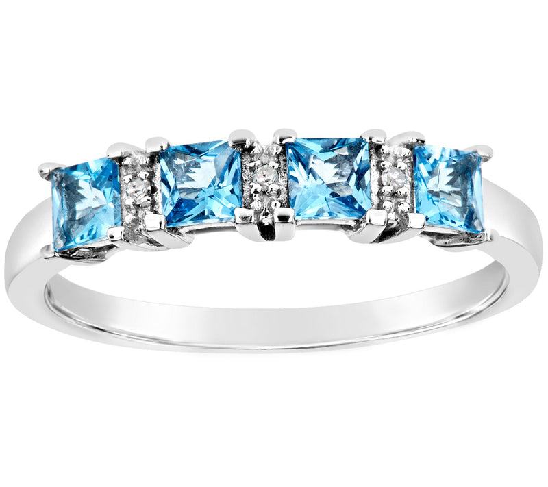 Sterling 4-Stone Princess-Cut Gemstone Band Ring — View 7