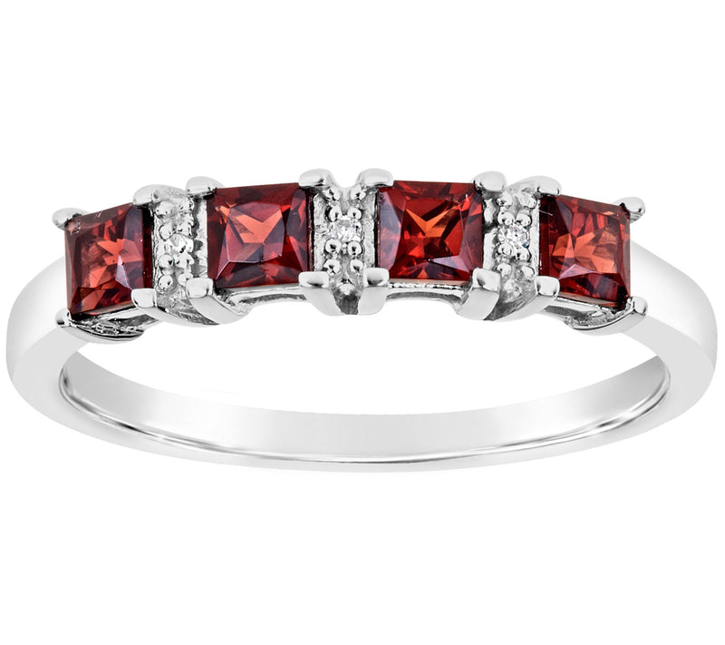 Sterling 4-Stone Princess-Cut Gemstone Band Ring — View 13