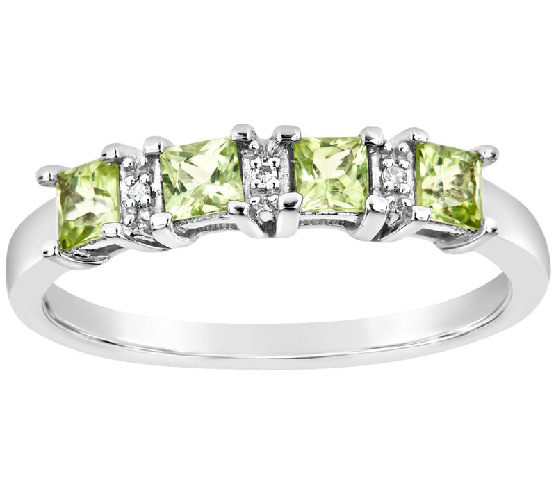 Sterling 4-Stone Princess-Cut Gemstone Band Ring — View 16