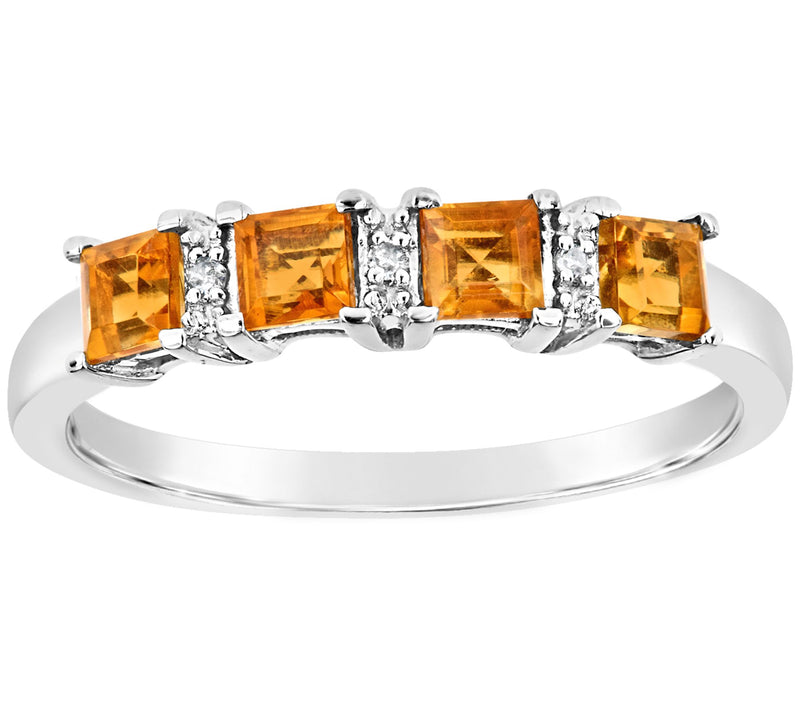 Sterling 4-Stone Princess-Cut Gemstone Band Ring — View 4