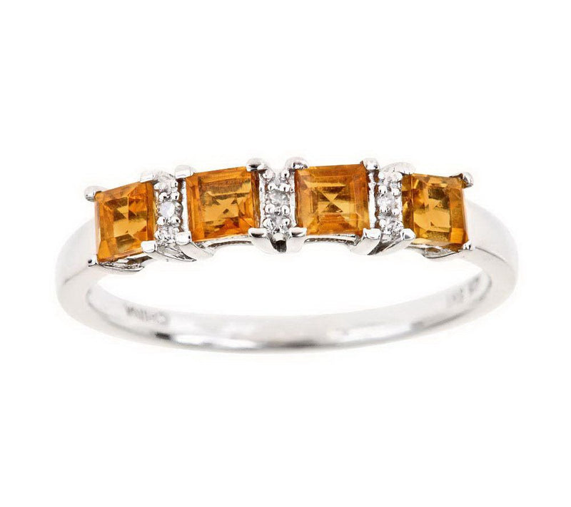 Sterling 4-Stone Princess-Cut Gemstone Band Ring — View 2