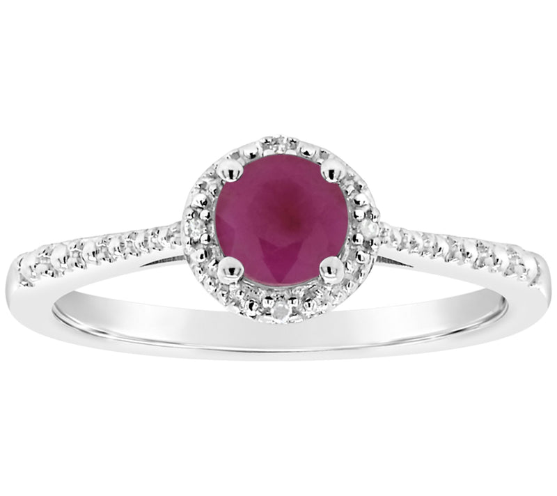 Affinity Sterling Round Birthstone Ring withDiamond Accents — View 11