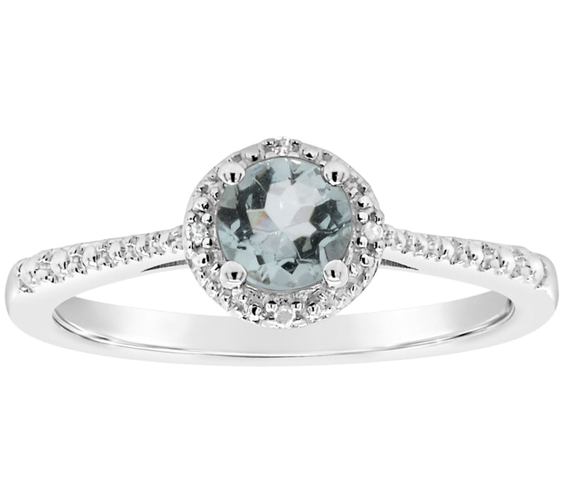 Affinity Sterling Round Birthstone Ring withDiamond Accents — View 15
