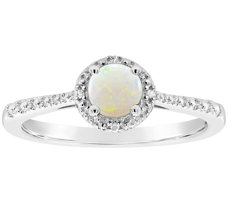 Affinity Sterling Round Birthstone Ring withDiamond Accents — View 21