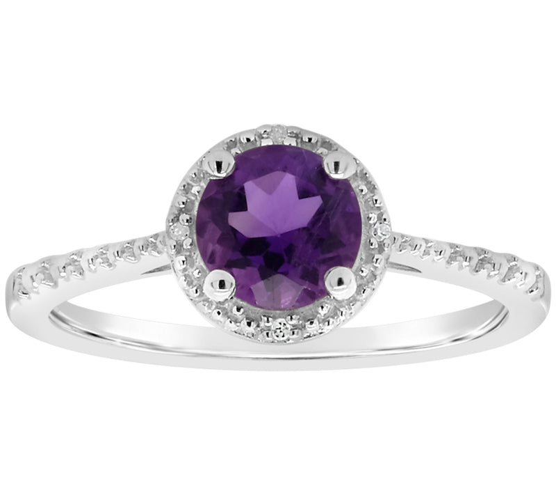 Affinity Sterling Round Birthstone Ring withDiamond Accents — View 9