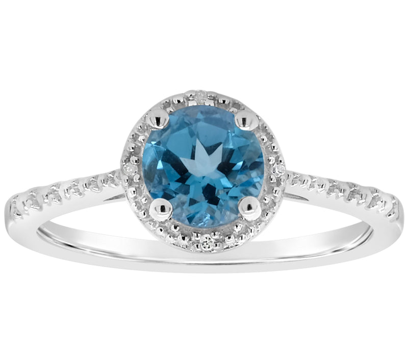 Affinity Sterling Round Birthstone Ring withDiamond Accents — View 19