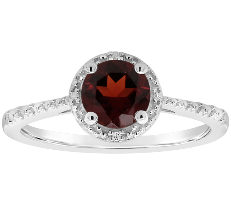 Affinity Sterling Round Birthstone Ring withDiamond Accents — View 13
