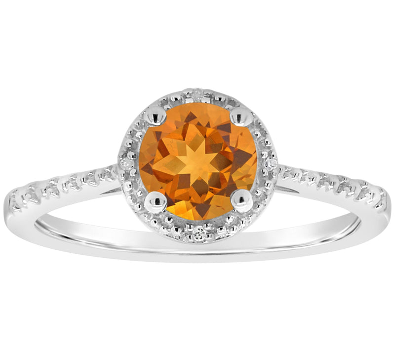 Affinity Sterling Round Birthstone Ring withDiamond Accents — View 5