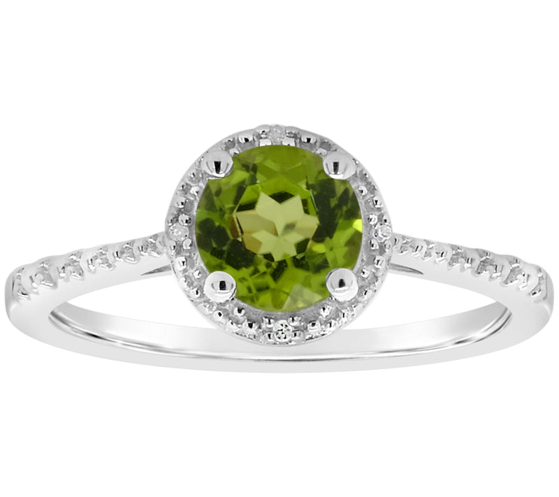 Affinity Sterling Round Birthstone Ring withDiamond Accents — Main view