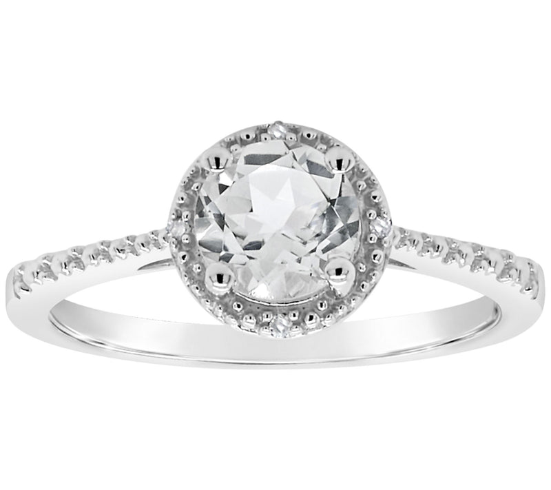 Affinity Sterling Round Birthstone Ring withDiamond Accents — View 29