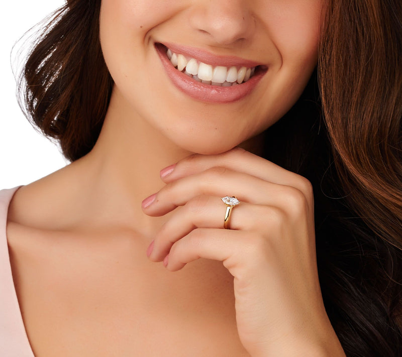 Diamonique 1.00 cttw Solitaire Ring, 14K Yellow Clad — View 14