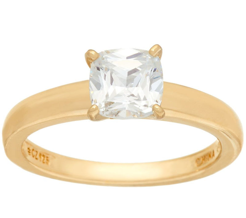 Diamonique 1.00 cttw Solitaire Ring, 14K Yellow Clad — View 3