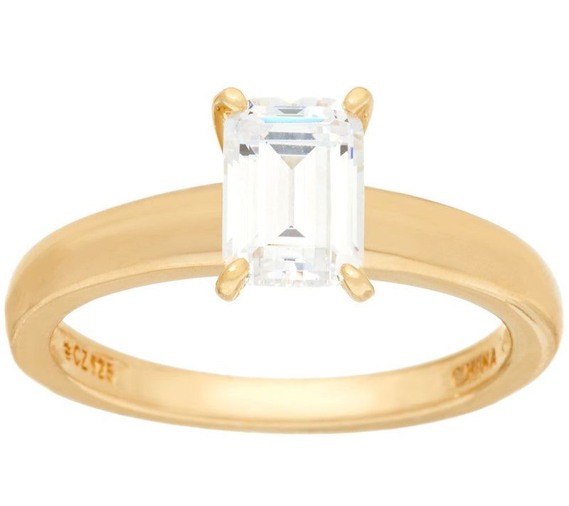 Diamonique 1.00 cttw Solitaire Ring, 14K Yellow Clad — View 4