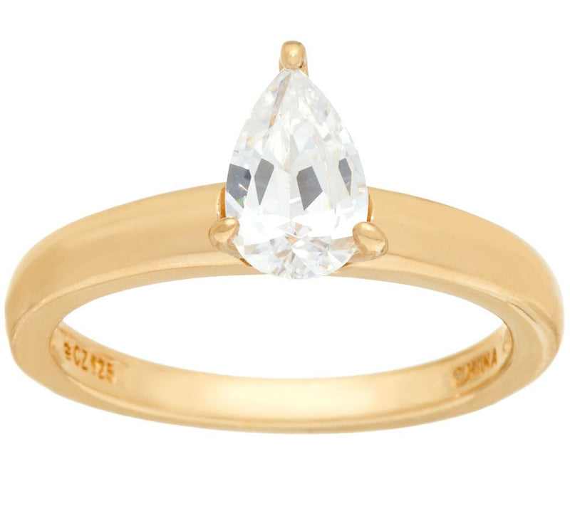 Diamonique 1.00 cttw Solitaire Ring, 14K Yellow Clad — View 8
