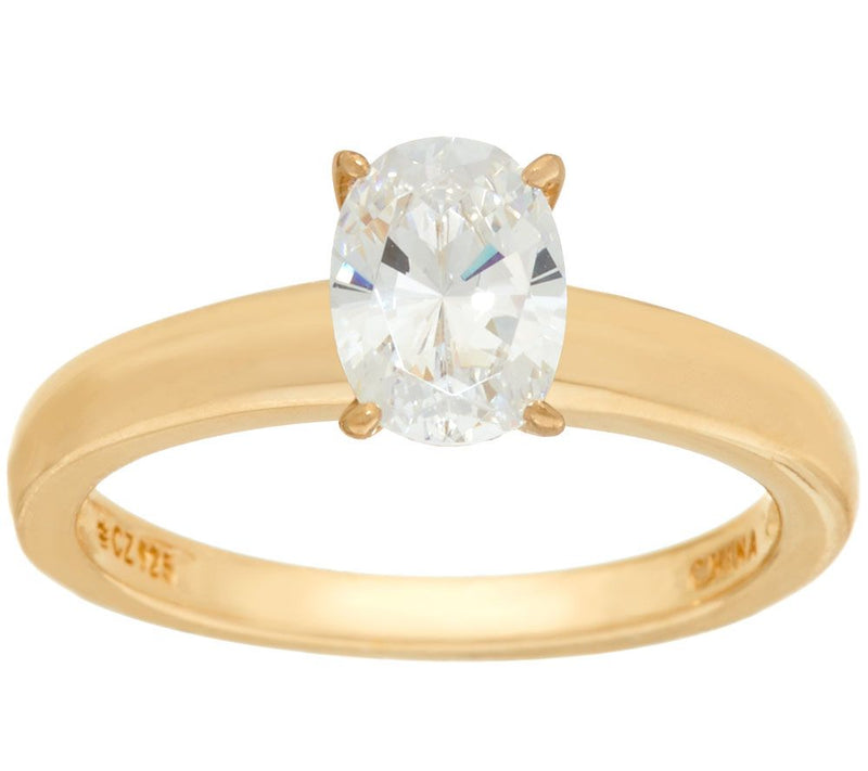 Diamonique 1.00 cttw Solitaire Ring, 14K Yellow Clad — View 7