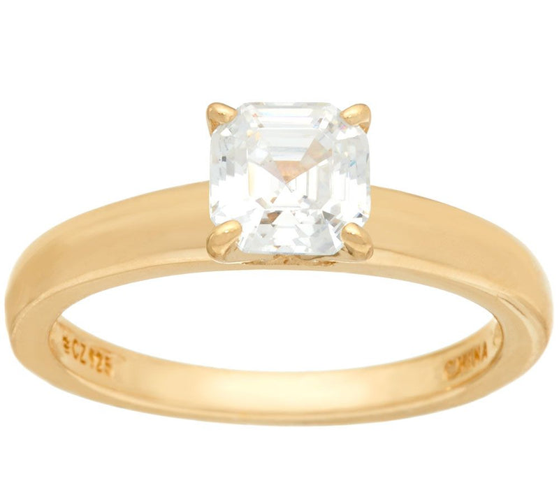 Diamonique 1.00 cttw Solitaire Ring, 14K Yellow Clad — View 2