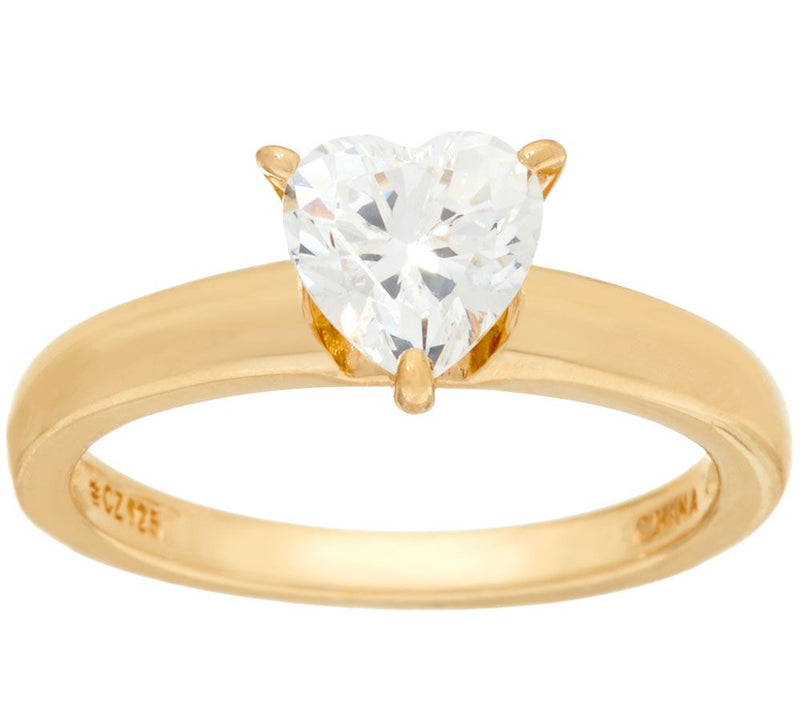 Diamonique 1.00 cttw Solitaire Ring, 14K Yellow Clad — View 5