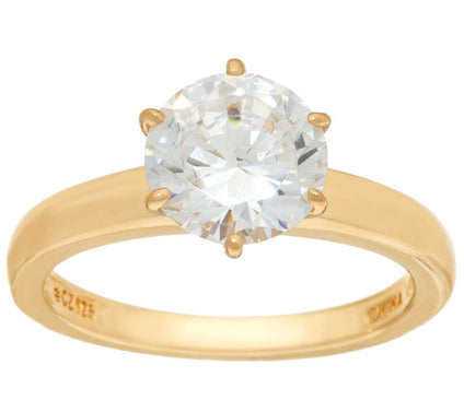 Diamonique 2.00 cttw Solitaire Ring, 14K Yellow Clad