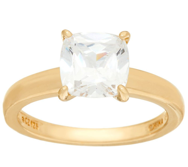 Diamonique 2.00 cttw Solitaire Ring, 14K Yellow Clad — View 3