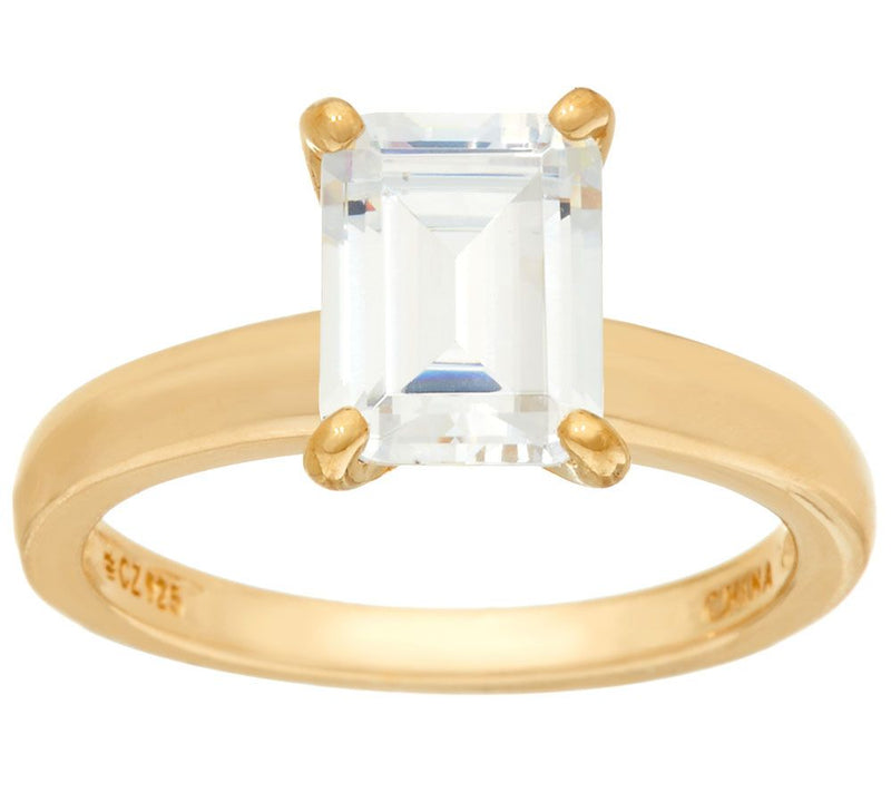 Diamonique 2.00 cttw Solitaire Ring, 14K Yellow Clad — View 4