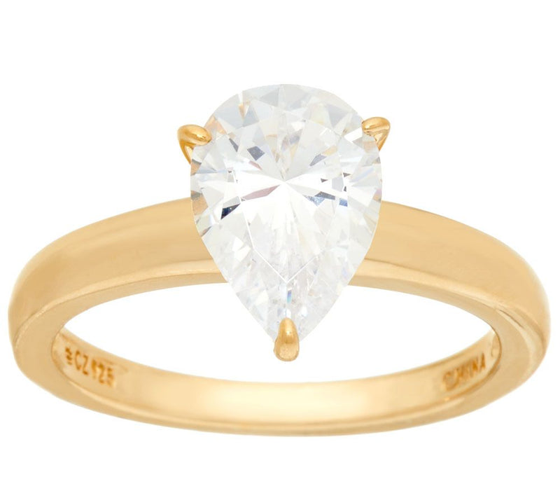 Diamonique 2.00 cttw Solitaire Ring, 14K Yellow Clad — View 8