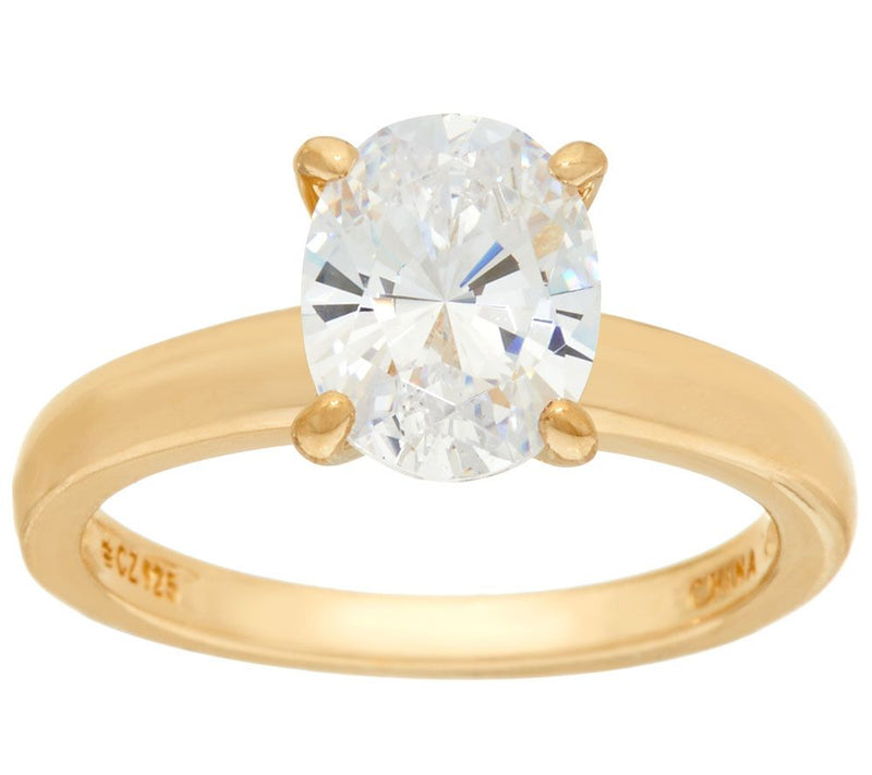 Diamonique 2.00 cttw Solitaire Ring, 14K Yellow Clad — View 7