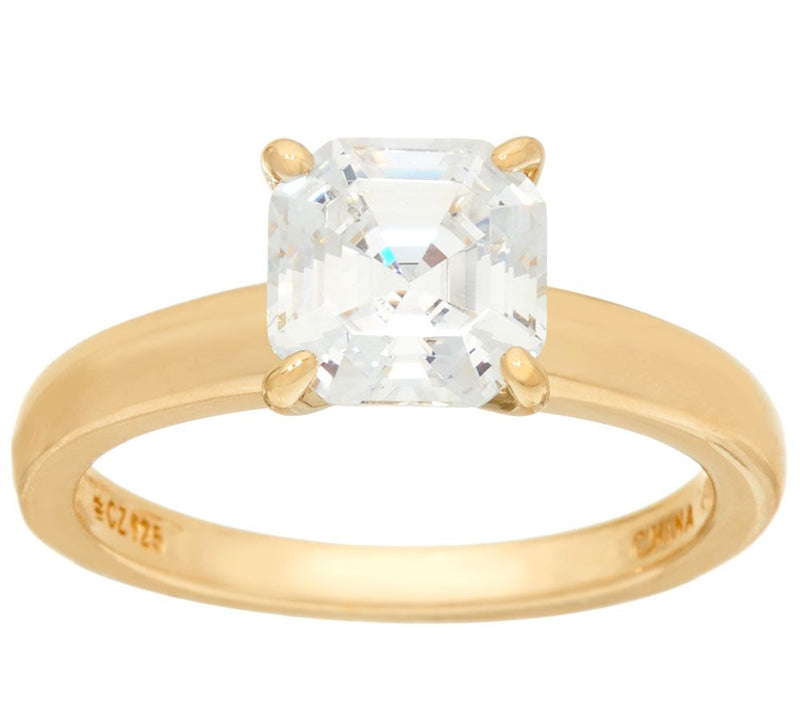Diamonique 2.00 cttw Solitaire Ring, 14K Yellow Clad — View 2