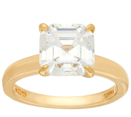 Diamonique 3.00 cttw Solitaire Ring, 14K Yellow Clad