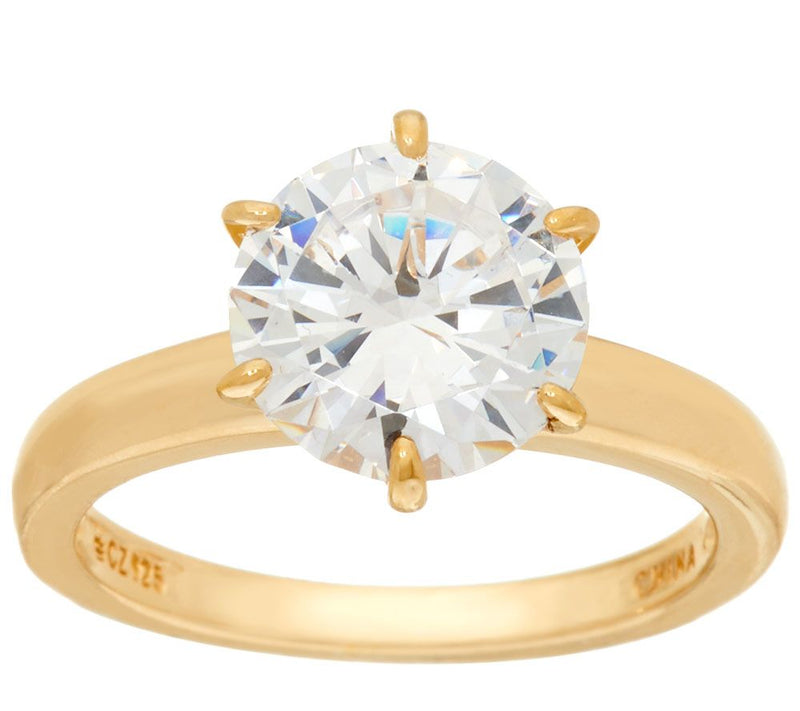 Diamonique 3.00 cttw Solitaire Ring, 14K Yellow Clad — View 10