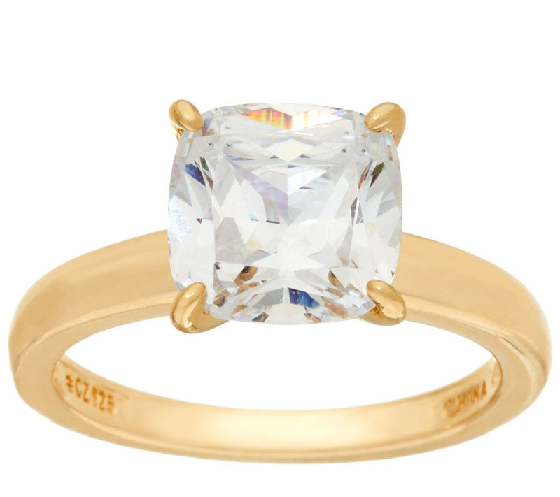 Diamonique 3.00 cttw Solitaire Ring, 14K Yellow Clad — View 3