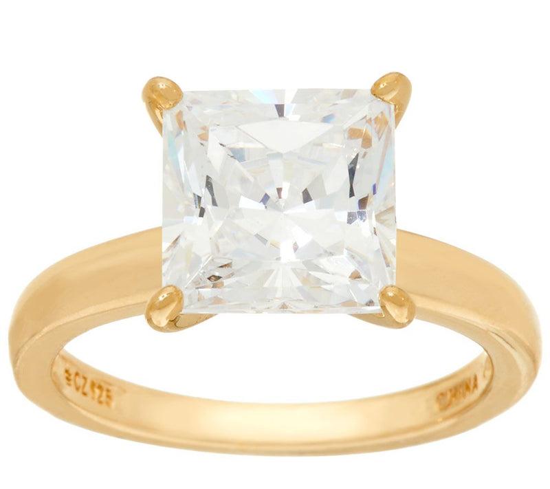 Diamonique 3.00 cttw Solitaire Ring, 14K Yellow Clad — View 9