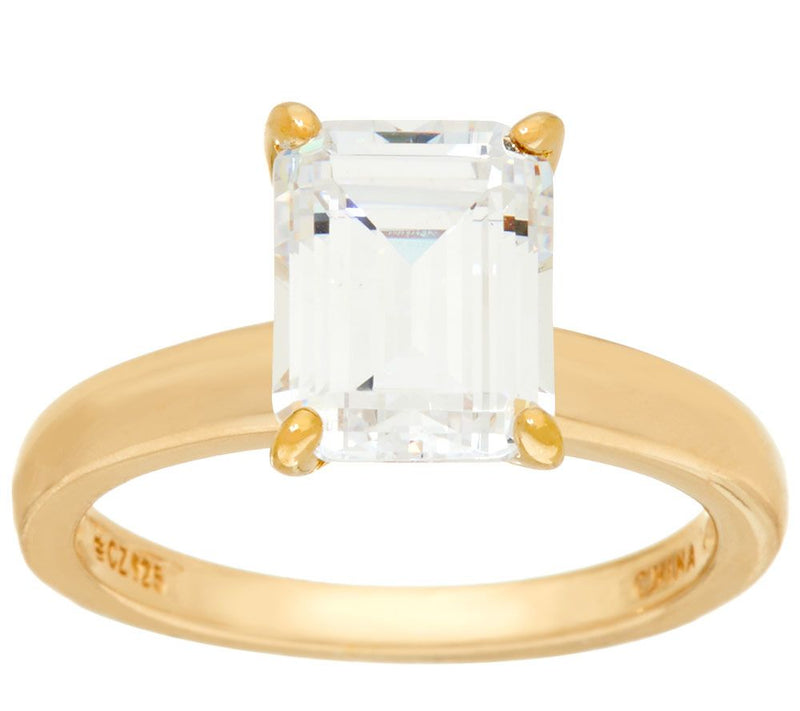 Diamonique 3.00 cttw Solitaire Ring, 14K Yellow Clad — View 4