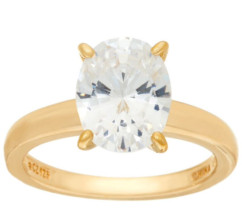 Diamonique 3.00 cttw Solitaire Ring, 14K Yellow Clad — View 7