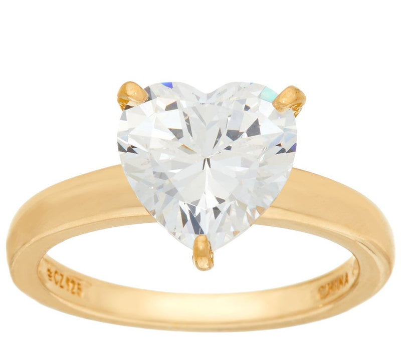 Diamonique 3.00 cttw Solitaire Ring, 14K Yellow Clad — View 5
