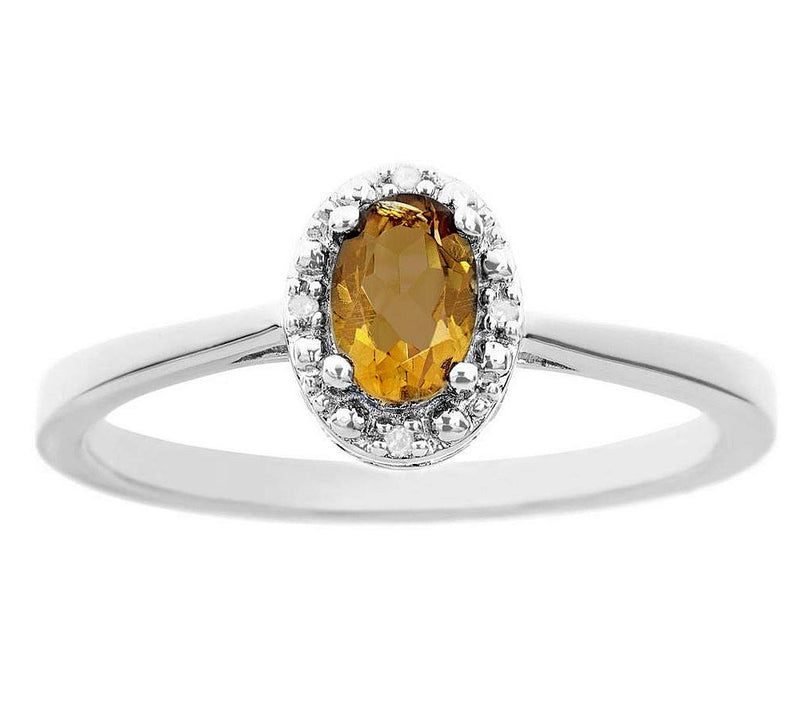 Affinity Gems Oval Gemstone Ring w/ Diamond Accent, Sterling — Main view