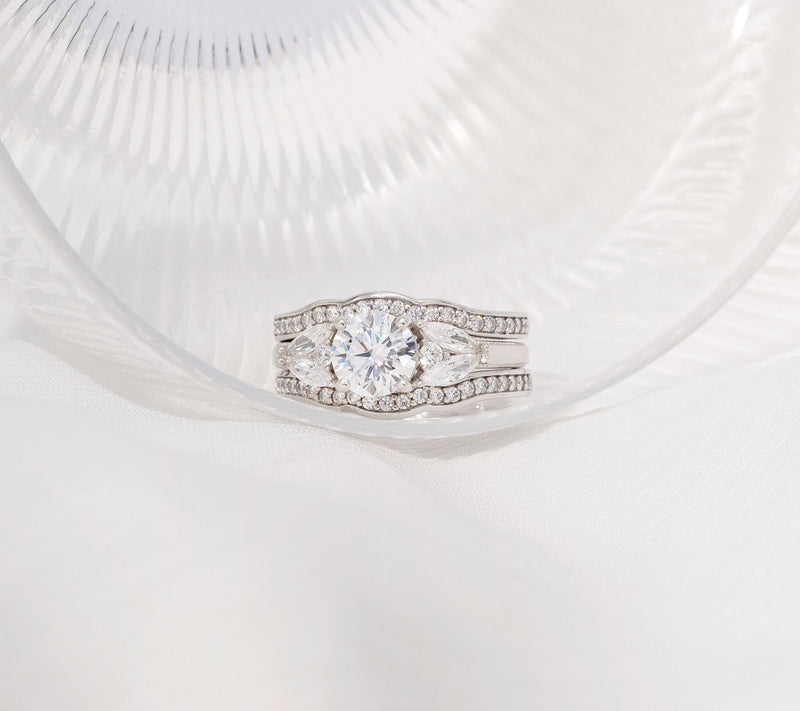 Diamonique 2.95 cttw 2 pc. Ring Jacket Set, Platinum Clad — View 2