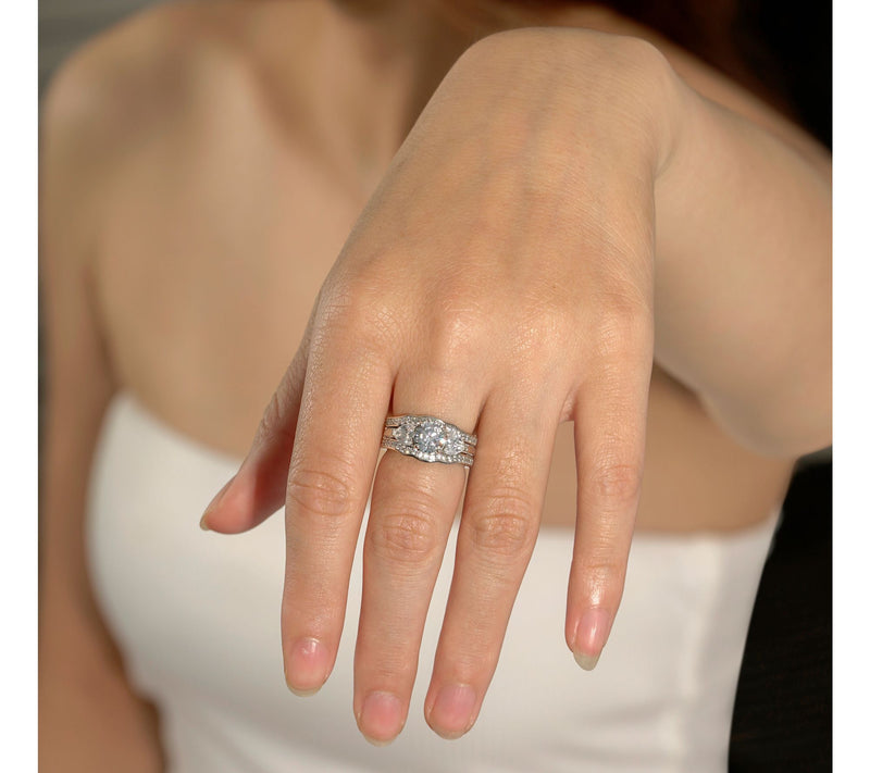 Diamonique 2.95 cttw 2 pc. Ring Jacket Set, Platinum Clad — View 8