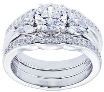 Diamonique 2.95 cttw 2 pc. Ring Jacket Set, Platinum Clad