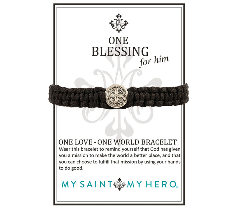 My Saint My Hero Men's Silvertone ONE Blessin gBracelet — View 9