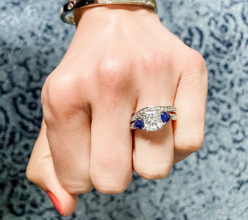 Diamonique & Simulated Gemstone Bridal Ring Set,Platinum Clad — View 17