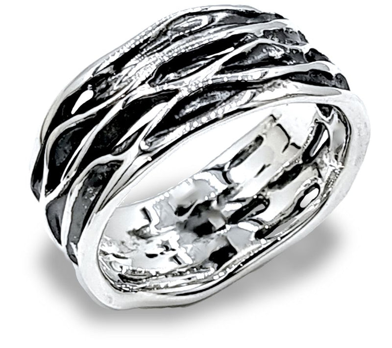 Hagit Sterling Silver Textured Band Ring — View 3