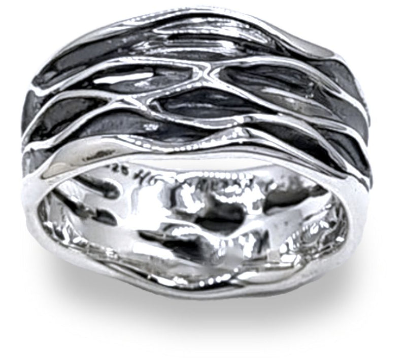 Hagit Sterling Silver Textured Band Ring — View 2